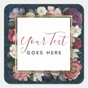 Rococo Damask & Elegant Floral Vintage Feminine Square Sticker