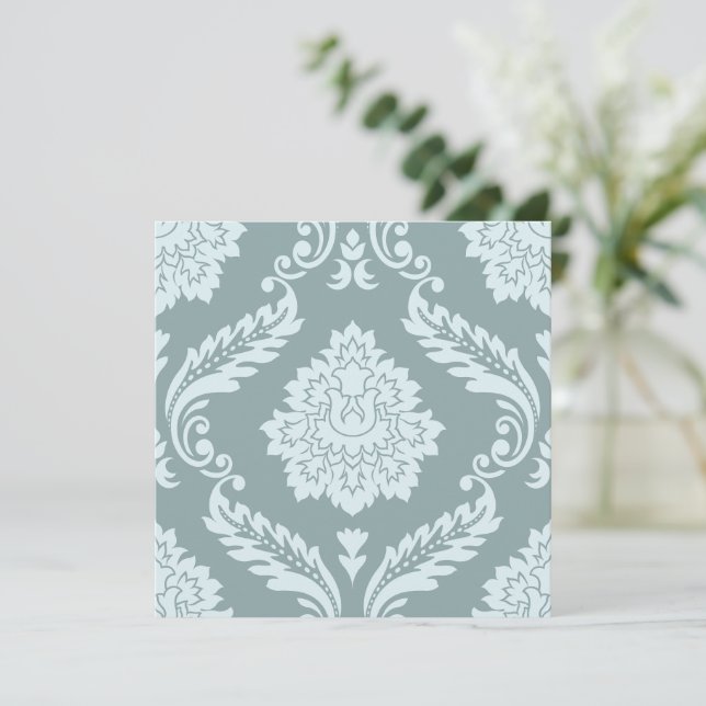 Rococo Damask Lg Pattern Duck Egg Blue+Teal (Standing Front)