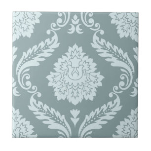 Rococo Damask Lg Pattern Duck Egg Blue+Teal Ceramic Tile