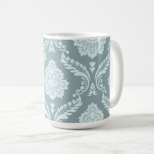 Rococo Damask Lg Pattern Duck Egg Blue+Teal Coffee Mug