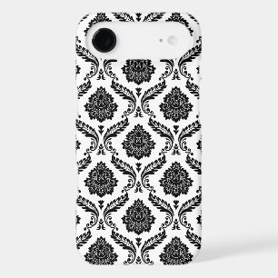 Rococo Damask Pattern Black on White
