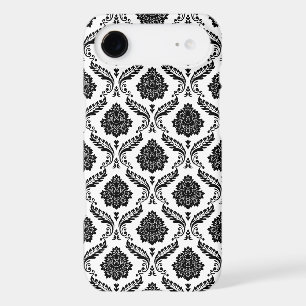 Rococo Damask Pattern Black on White
