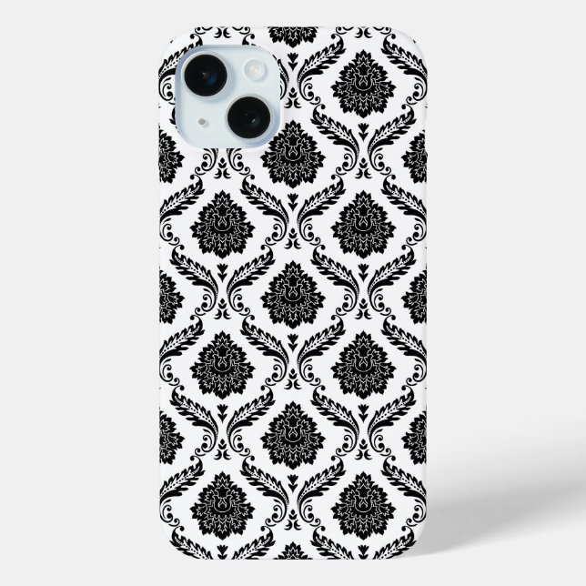 Rococo Damask Pattern Black on White Case-Mate iPhone Case (Back)