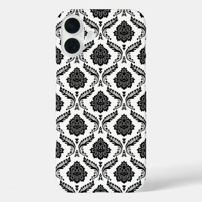 Rococo Damask Pattern Black on White Case-Mate iPhone Case (Back)