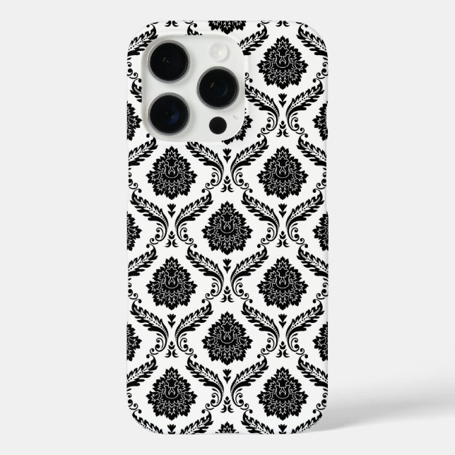 Rococo Damask Pattern Black on White Case-Mate iPhone Case (Back)