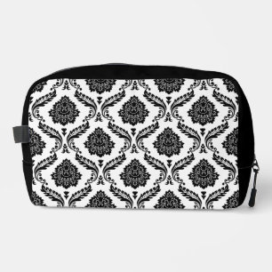 Rococo Damask Pattern Black on White Dopp Kit