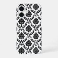 Rococo Damask Pattern Black on White