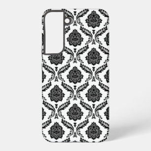 Rococo Damask Pattern Black on White Samsung Galaxy Case