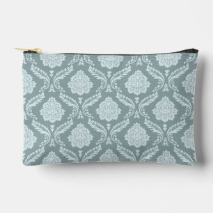 Rococo Damask Pattern Duck Egg Blue+Teal Accessory Pouch