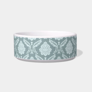 Rococo Damask Pattern Duck Egg Blue+Teal Bowl