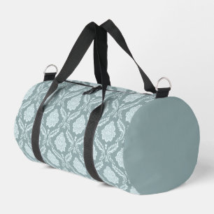 Rococo Damask Pattern Duck Egg Blue+Teal Duffle Bag