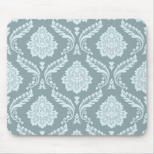 Rococo Damask Pattern Duck Egg Blue+Teal Mouse Pad