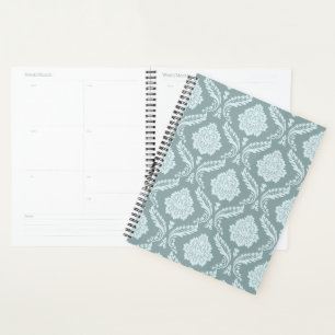 Rococo Damask Pattern Duck Egg Blue+Teal Planner