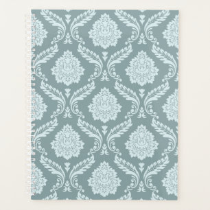 Rococo Damask Pattern Duck Egg Blue+Teal Planner