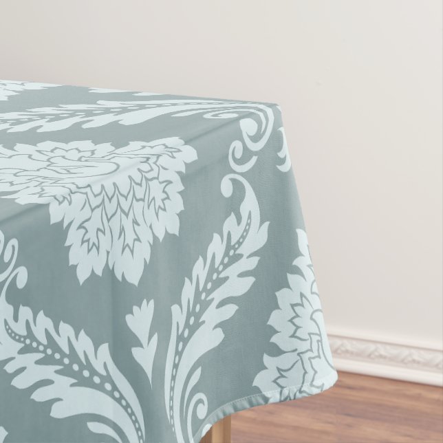 Rococo Damask Pattern Duck Egg Blue+Teal Tablecloth (In Situ)