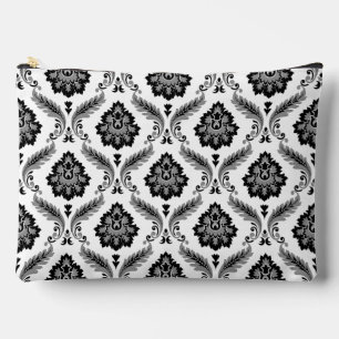 Rococo Damask Pattern Grey Black White Accessory Pouch
