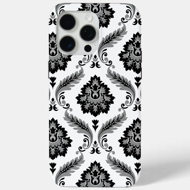 Rococo Damask Pattern Grey Black White Case-Mate iPhone Case (Back)