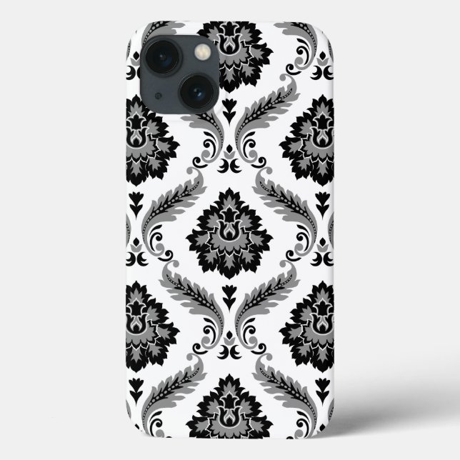 Rococo Damask Pattern Grey Black White Case-Mate iPhone Case (Back)