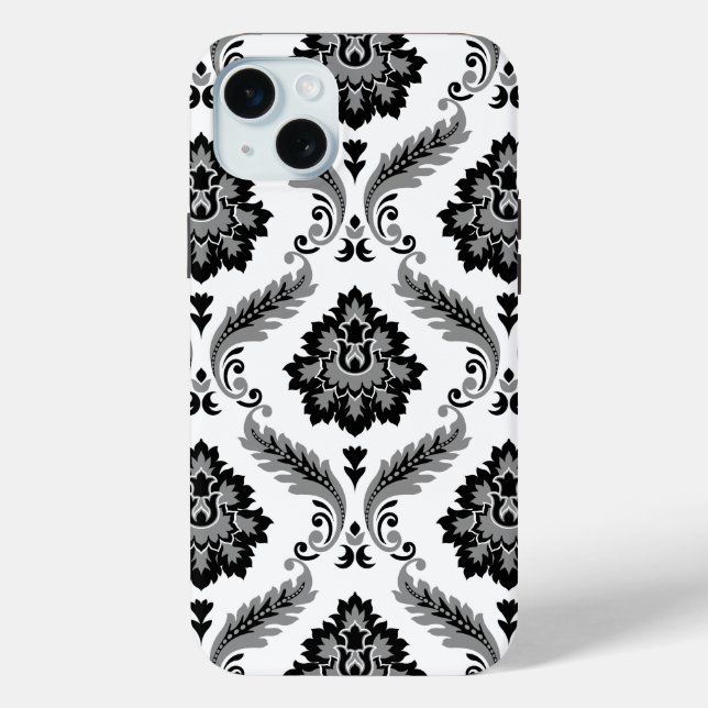 Rococo Damask Pattern Grey Black White Case-Mate iPhone Case (Back)