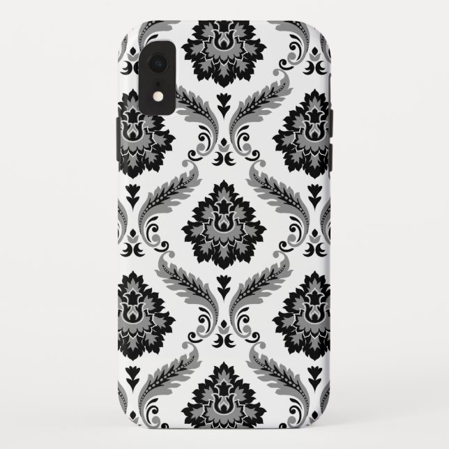 Rococo Damask Pattern Grey Black White Case-Mate iPhone Case (Back)