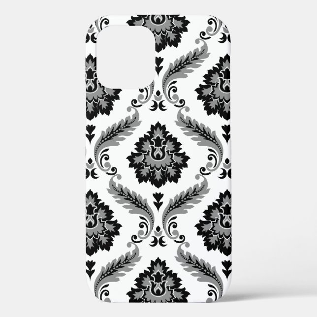 Rococo Damask Pattern Grey Black White Case-Mate iPhone Case (Back)