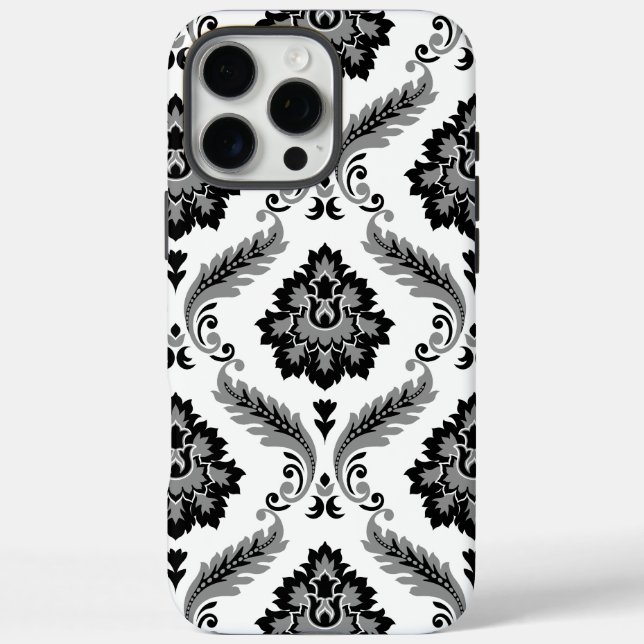 Rococo Damask Pattern Grey Black White Case-Mate iPhone Case (Back)