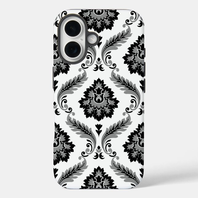 Rococo Damask Pattern Grey Black White Case-Mate iPhone Case (Back)