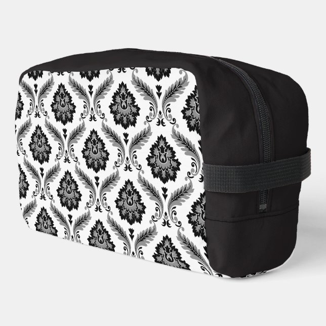 Rococo Damask Pattern Grey Black White Dopp Kit (Left Corner)