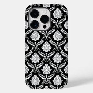 Rococo Damask Pattern White on Black Case-Mate iPhone 14 Pro Case
