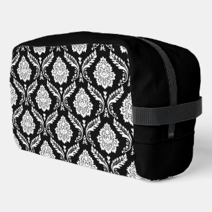 Rococo Damask Pattern White on Black Dopp Kit