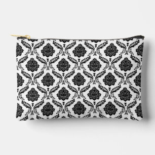 Rococo Damask Rpt Pattern Black on White Accessory Pouch
