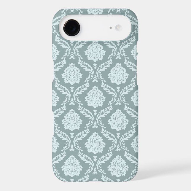 Rococo Damask Rpt Pattern Duck Egg Blue+Teal (Back)