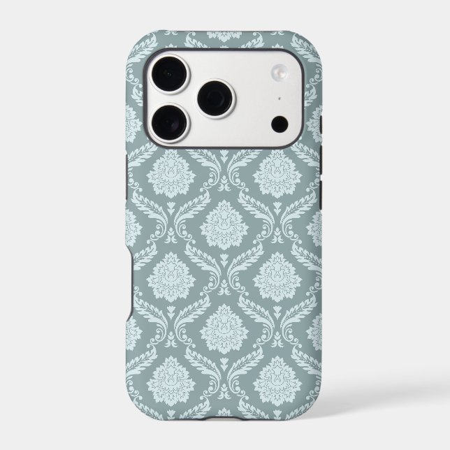 Rococo Damask Rpt Pattern Duck Egg Blue+Teal (Back)