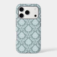 Rococo Damask Rpt Pattern Duck Egg Blue+Teal