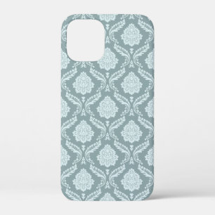 Rococo Damask Rpt Pattern Duck Egg Blue+Teal iPhone 12 Mini Case