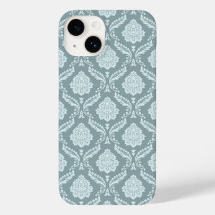 Rococo Damask Rpt Pattern Duck Egg Blue+Teal Case-Mate iPhone 14 Case