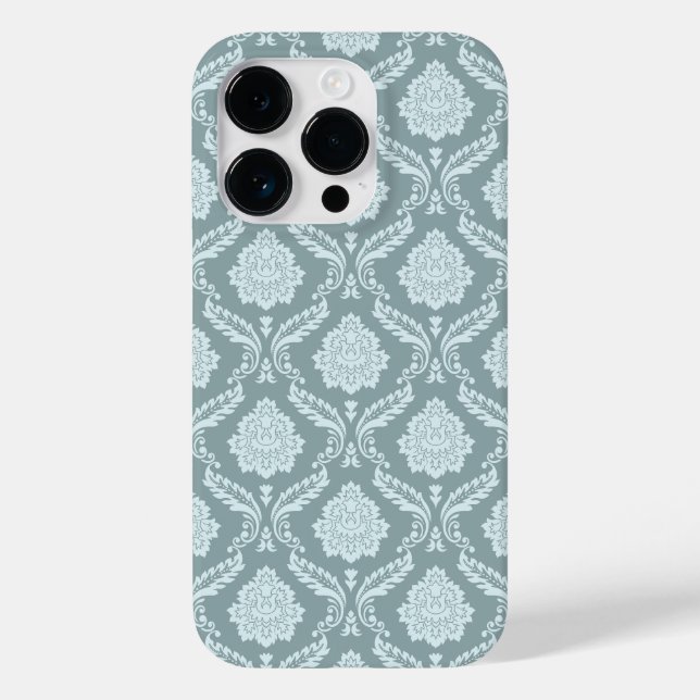Rococo Damask Rpt Pattern Duck Egg Blue+Teal Case-Mate iPhone Case (Back)