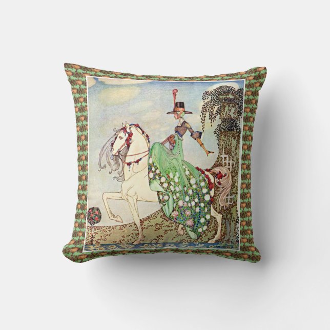 Rococo fairytale princess horseback riding cushion (Front)