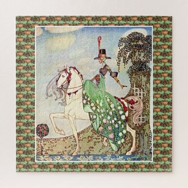 Rococo fairytale princess horseback riding jigsaw puzzle (Vertical)