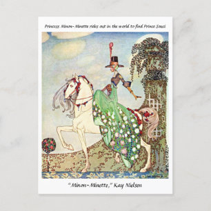 Rococo fairytale princess horseback riding postcard