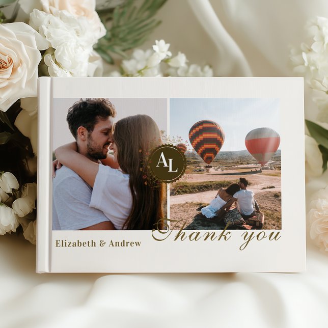 Rococo Floral Antique Frame Wedding Photo  Guest Book (Creator Uploaded)