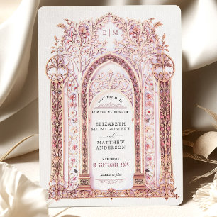 Rococo Floral Arch Save the Date Card Filigree