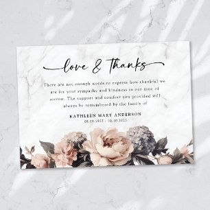 Rococo Floral Script Funeral Thank You Card