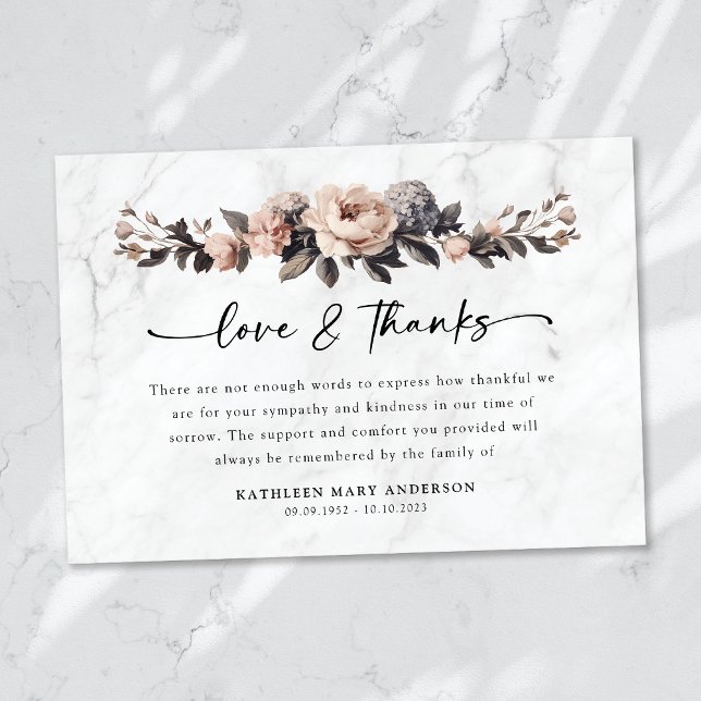 Rococo Floral Script Funeral Thank You Card (Creator Uploaded)