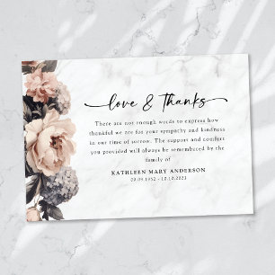 Rococo Floral Script Funeral Thank You Card