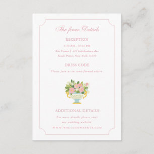 Rococo Floral Vase Wedding Details Enclosure Card