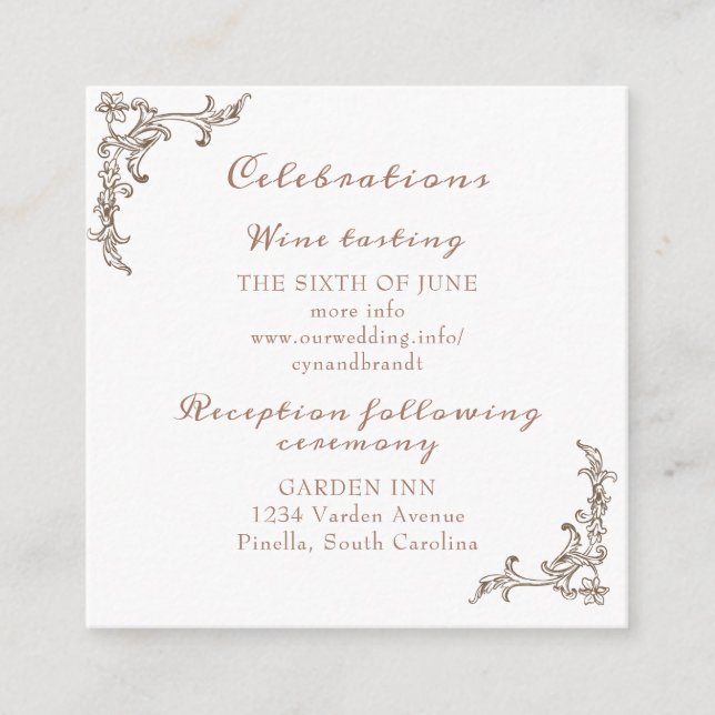 Rococo Florentine Monochrome Monogram Enclosure Card (Front)