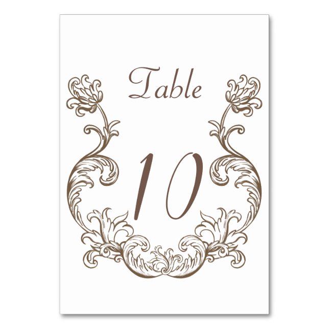 Rococo Florentine Monochrome Table Number (Front)