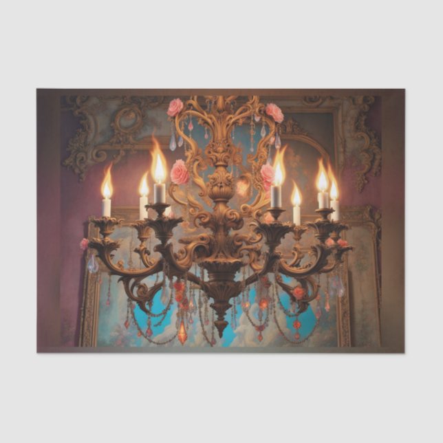 Rococo French Chandelier 3 Decoupage Paper (Front)