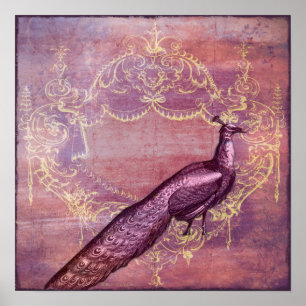 Rococo French Purple Peacock Print